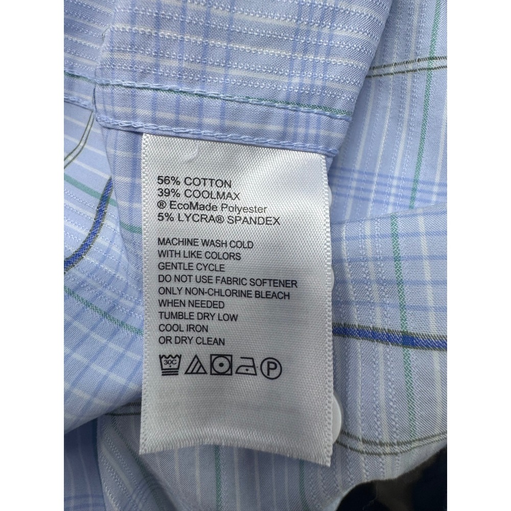 Tommy Bahama Mens XL Long Sleeve Plaid Stretch Button Down Shirt Green Fish Logo - Picture 5 of 5